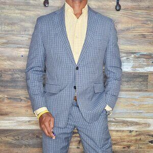 Todd Snyder NY Subalpino Italy Sutton Fit Wool Linen Blue Check Suit 40S X 32W